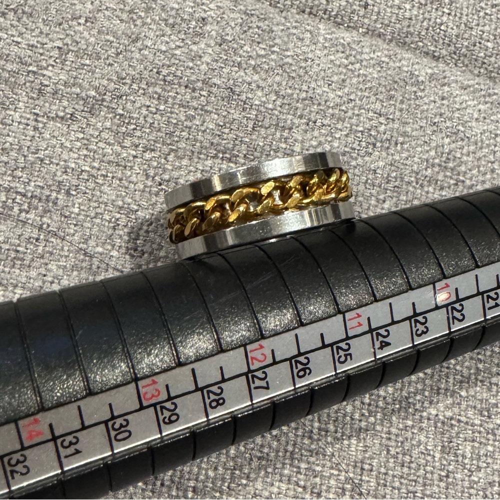 Stainless steel two tone anti anxiety spin ring